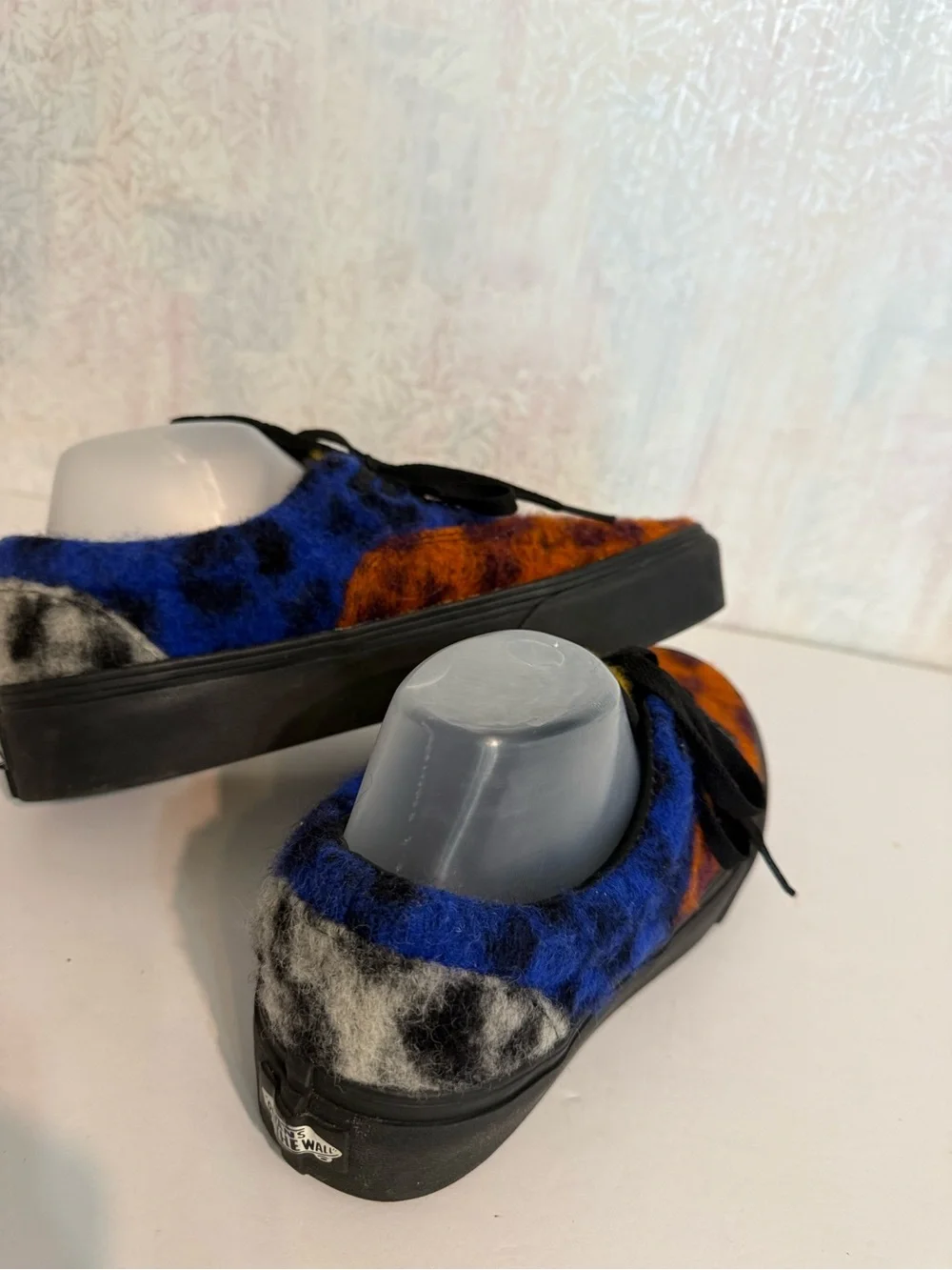 Vans Three-Tone Fuzzy Red, Blue, and White Patterned Platform Sneakers M-8.5 W10